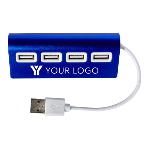 USB-Hub &#039;Square&#039; aus Aluminium Blau | ohne Werbeanbringung | Nicht verfügbar | Nicht verfügbar