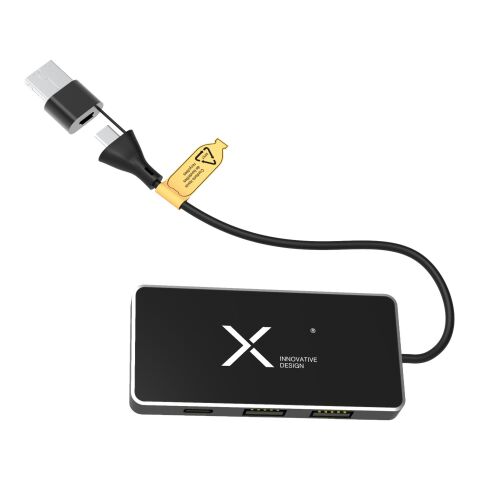 SCX.design H20 8-in-1 USB-Hub mit dualem Eingang und 6 Ports und Leuchtlogo