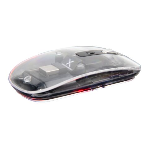 SCX.design O24 transparente wireless multimode 2.4 Ghz Bluetooth® Maus mit Leuchtlogo Weiß | ohne Werbeanbringung | Nicht verfügbar | Nicht verfügbar