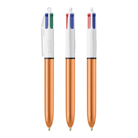 BIC® 4 Colours Shine Kugelschreiber Weiß-roségold | 1-farbiger Siebdruck | Schaft-Rechts vom Clip | 30.00 mm x 43.00 mm