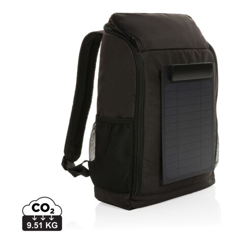 Pedro AWARE™ RPET Deluxe Rucksack mit 5W Solar Panel schwarz | ohne Werbeanbringung | Nicht verfügbar | Nicht verfügbar