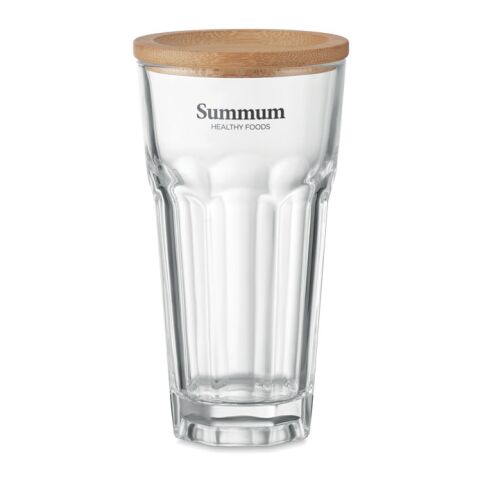 Trinkglas mit Bambusdeckel transparent | ohne Werbeanbringung | Nicht verfügbar | Nicht verfügbar