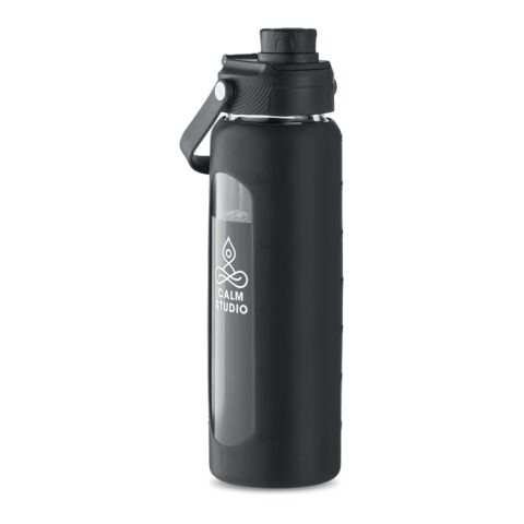Trinkflasche Glas 750 ml mit Silikon-Schutzhülle schwarz | ohne Werbeanbringung | Nicht verfügbar | Nicht verfügbar