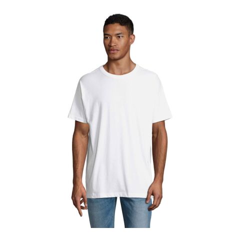 BOXY MEN T-SHIRT OVERSIZE weiß | M | 1-farbiger Siebdruck | Rechter Arm | 100 mm x 70 mm | Nicht verfügbar