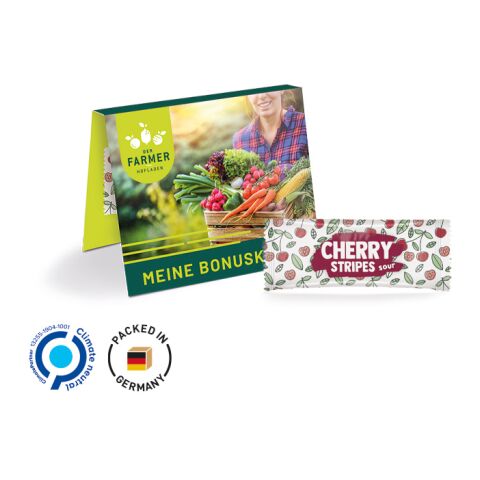 Werbekarte Midi aus weißem Karton mit Abreißperforation mit Füllvarianten weiß | 4c-Digitaldruck | Fruit Stripes, cherry sour